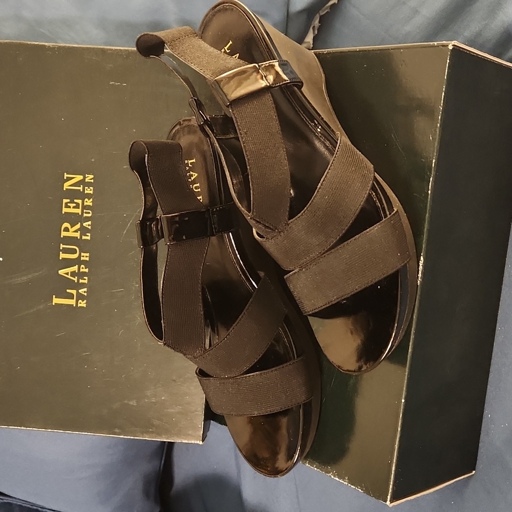 Ralph Lauren Black Platform Sandal Size 8